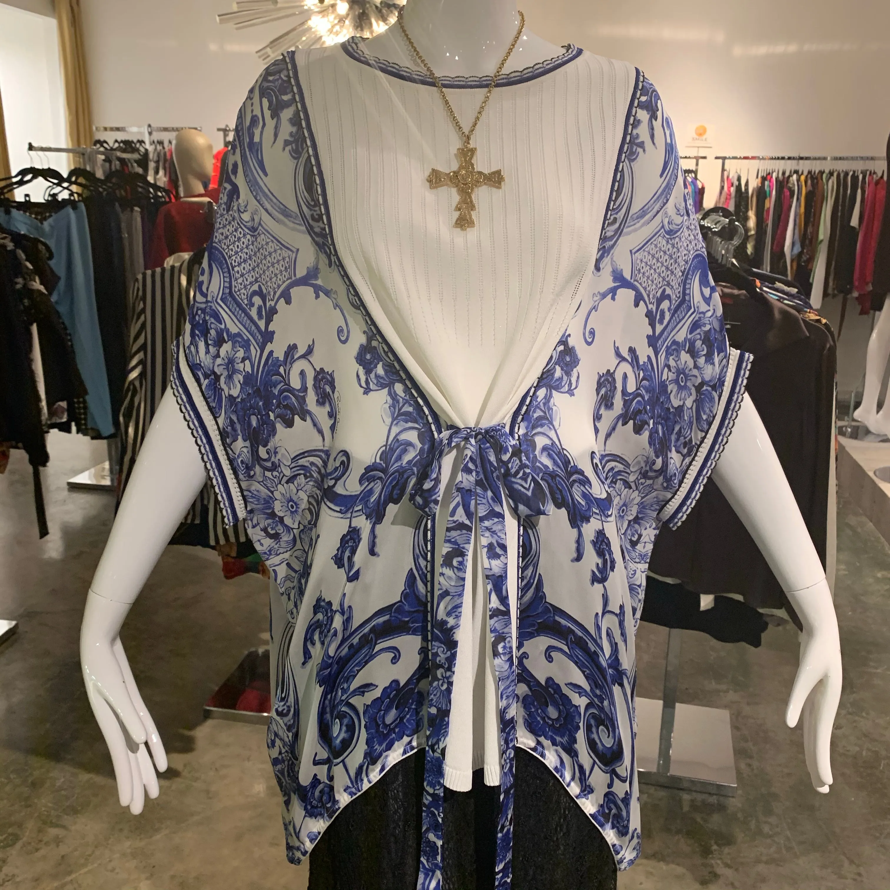 Roberto Cavalli Silk Print Caftan Blouse