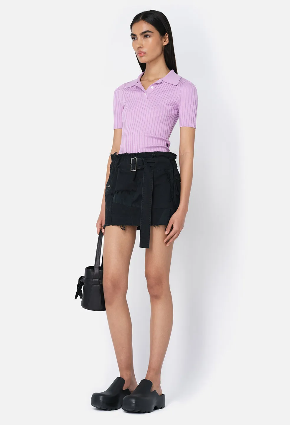 Silk Cotton Rib Polo / Lavender