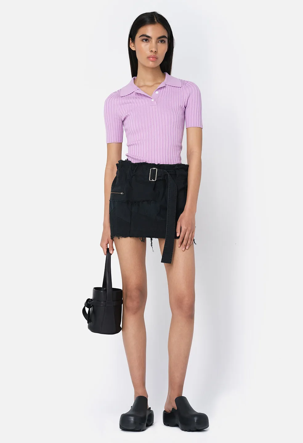 Silk Cotton Rib Polo / Lavender