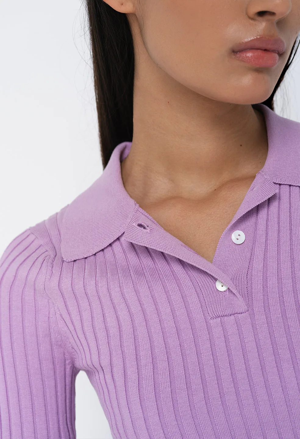 Silk Cotton Rib Polo / Lavender