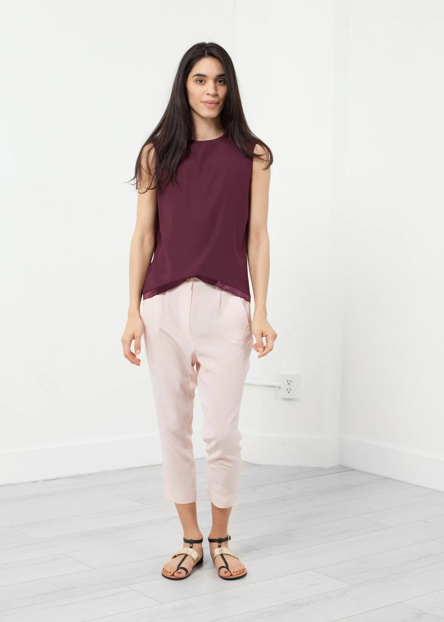 Elegant Silk Drop-Crotch Pants with Comfort Fit