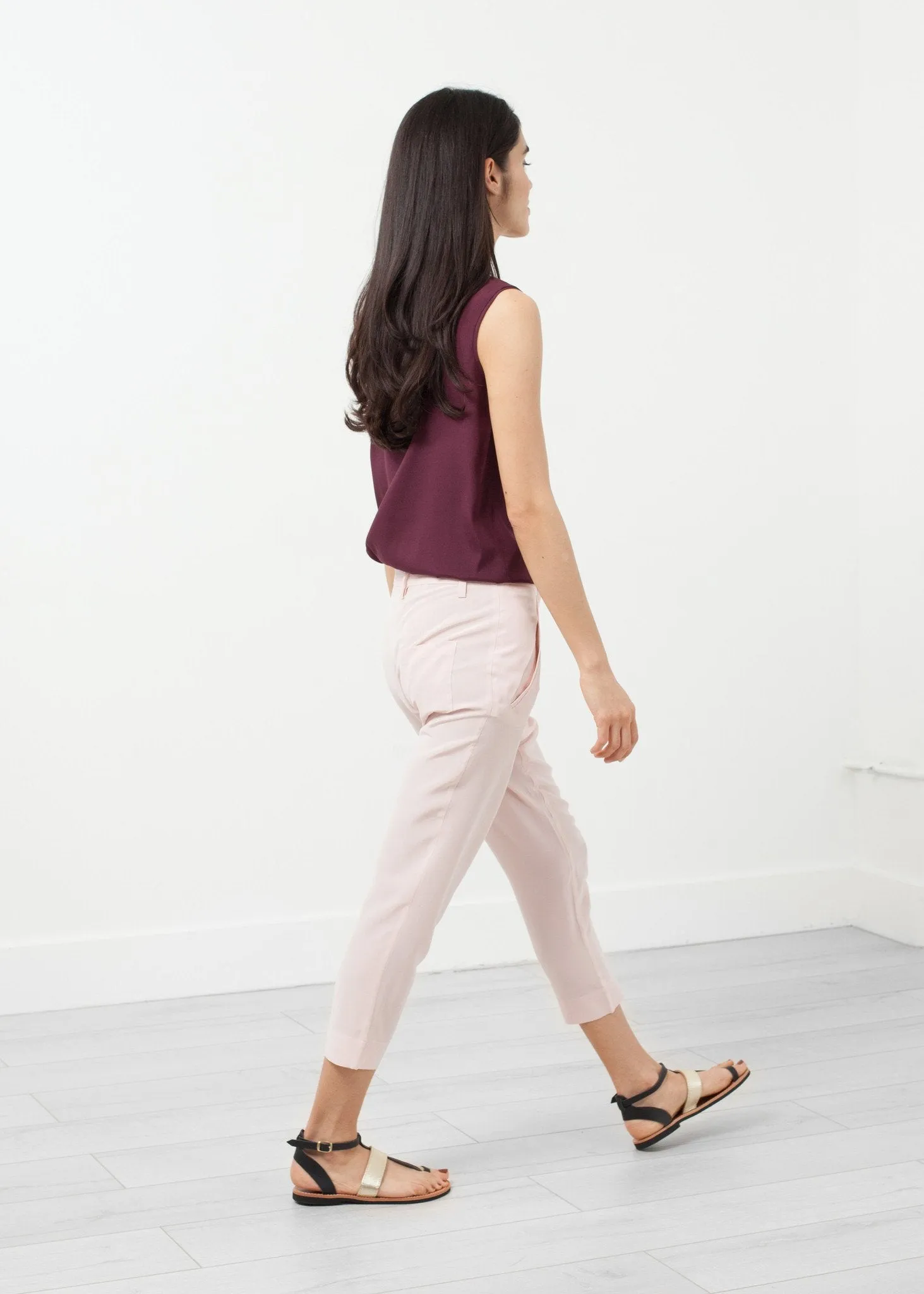 Elegant Silk Drop-Crotch Pants with Comfort Fit