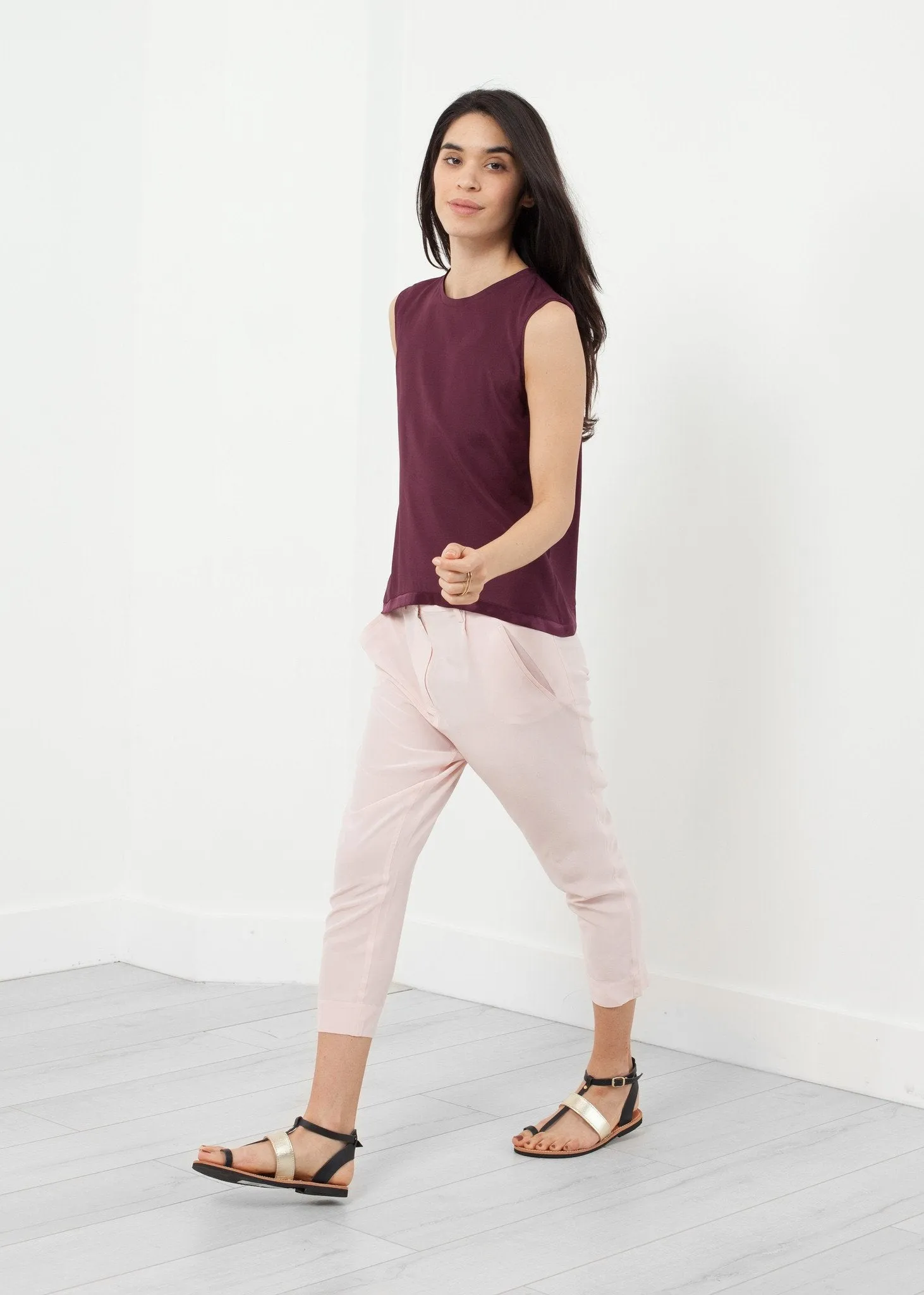 Elegant Silk Drop-Crotch Pants with Comfort Fit