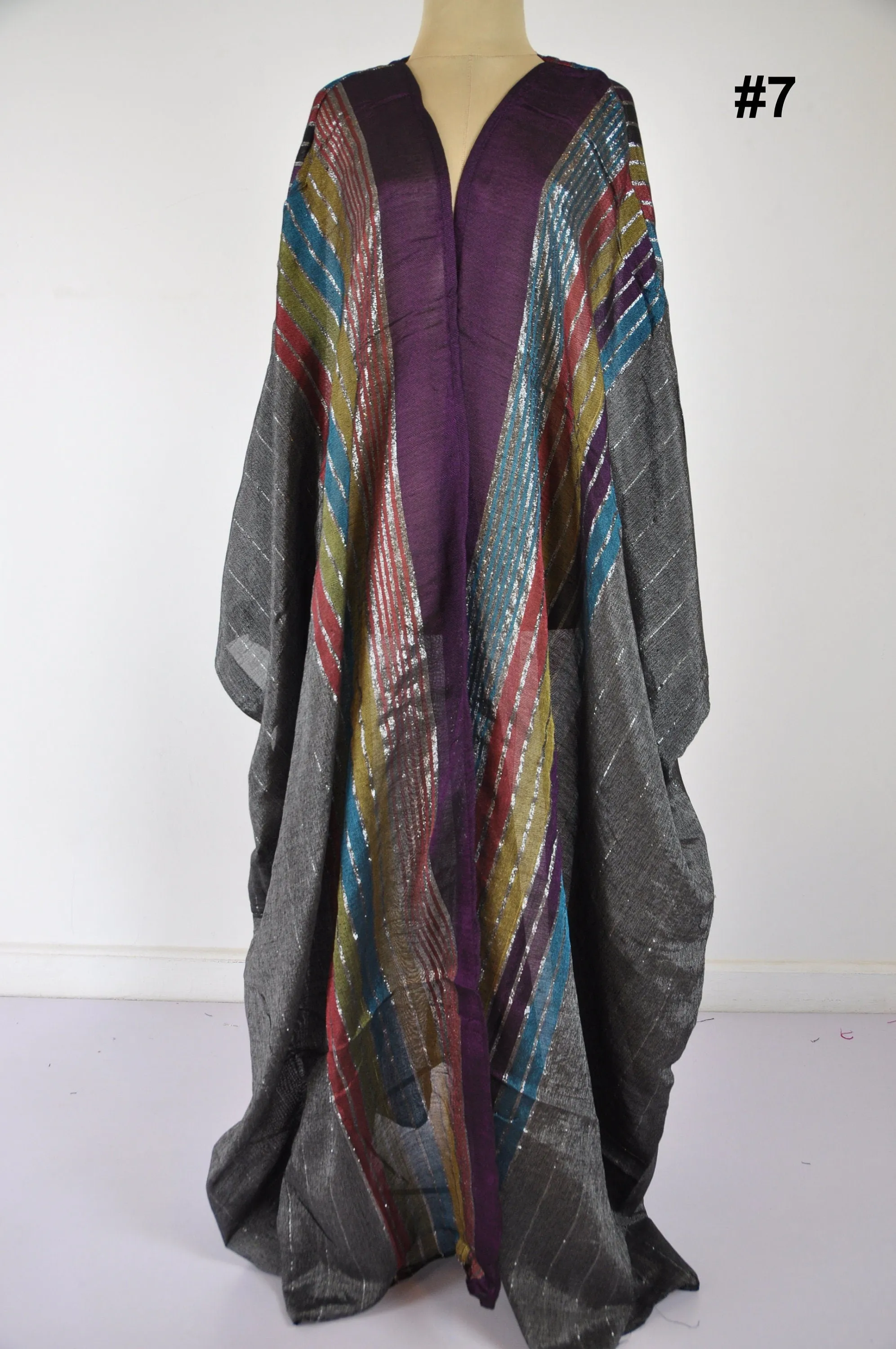 Stunning colorful hand loomed Silk Abaya with gold threads, Summer silk Abaya,  Silk Abaya, Colorful Abaya, Handmade Abaya, women abaya