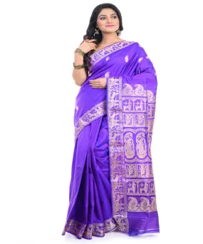 Violet handwoven baluchari silk saree