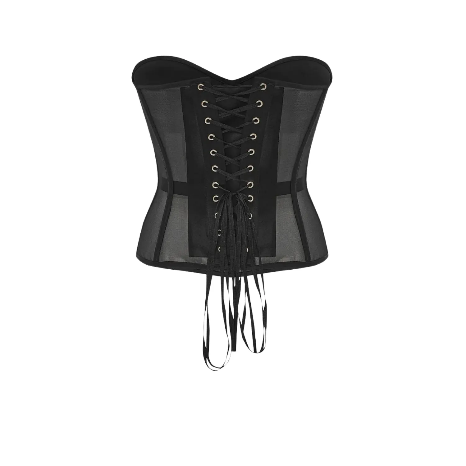 Vivienne Satin Cups Black Mesh Corset