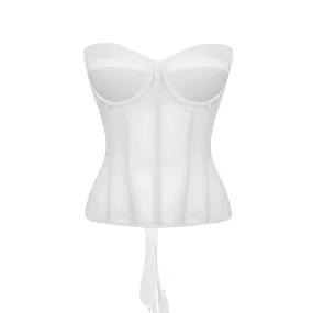 Vivienne Satin Cups White Mesh Corset