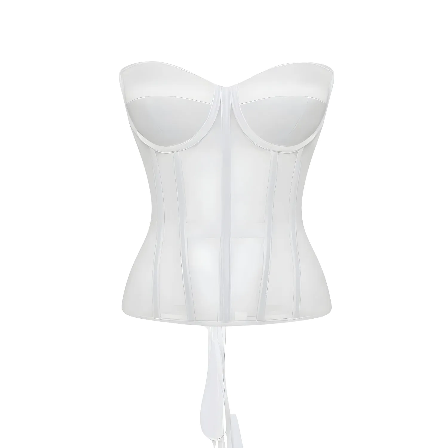 Vivienne Satin Cups White Mesh Corset