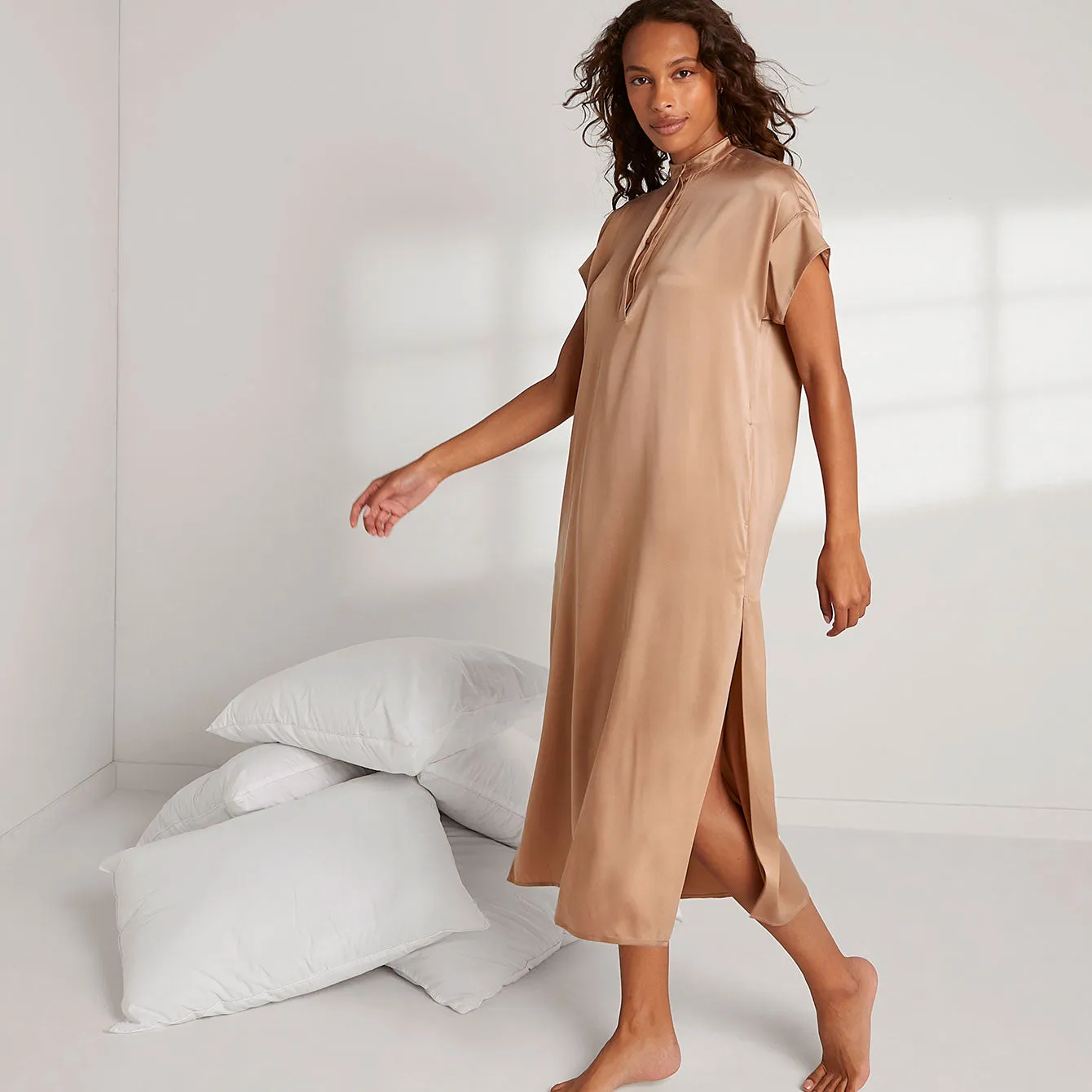 Washable Silk Maxi Pullover Dress