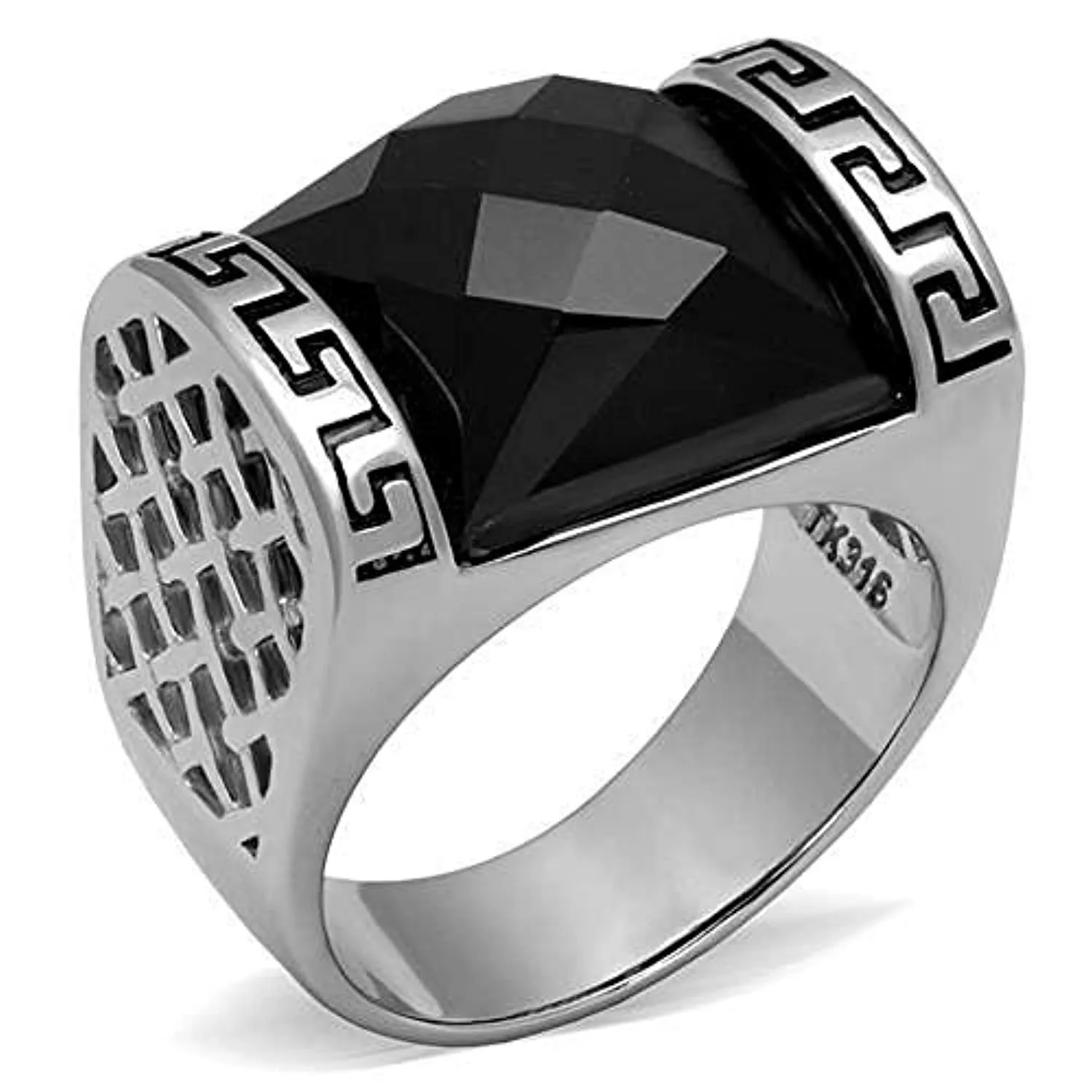 WildKlass Stainless Steel Ring High Polished Men Synthetic Jet