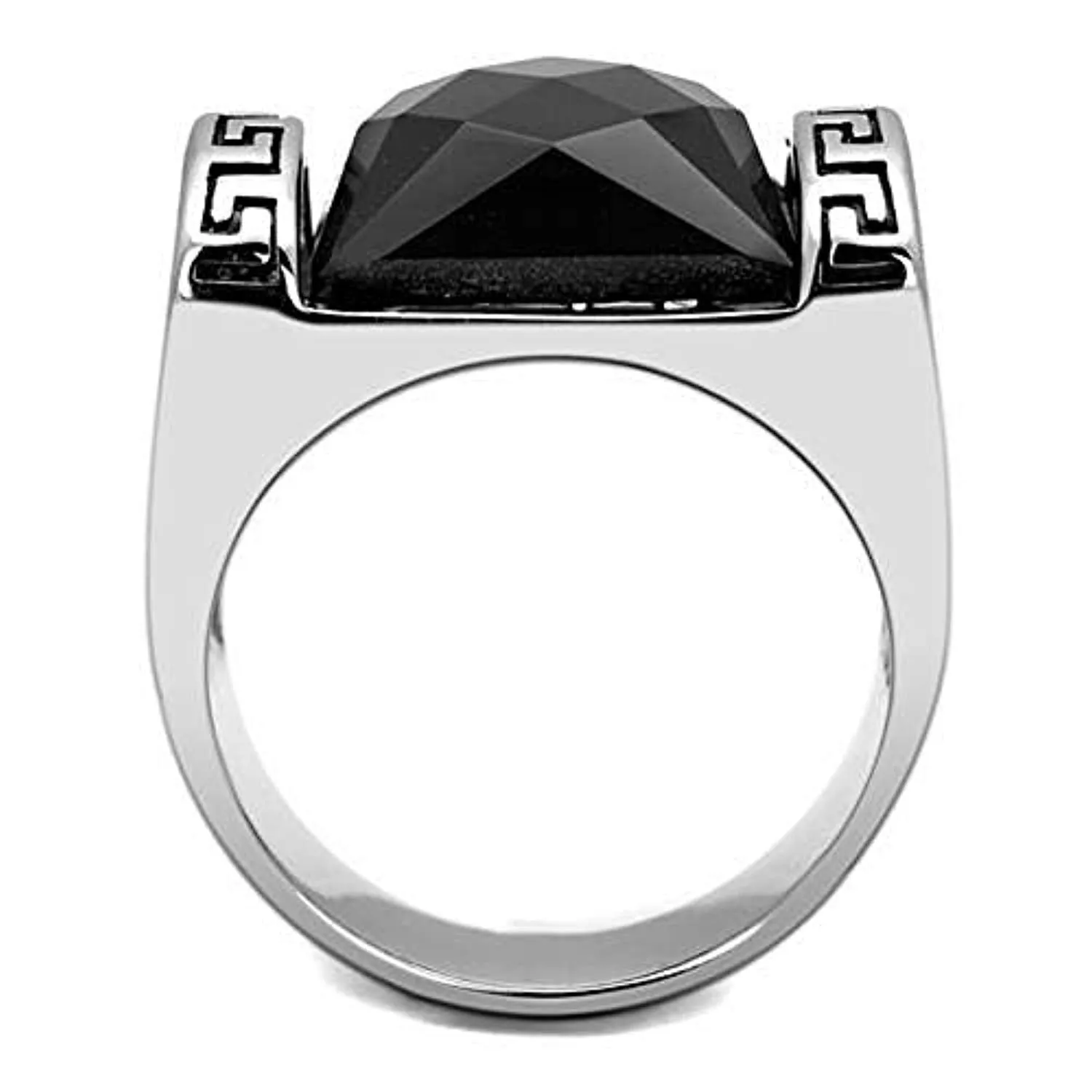 WildKlass Stainless Steel Ring High Polished Men Synthetic Jet