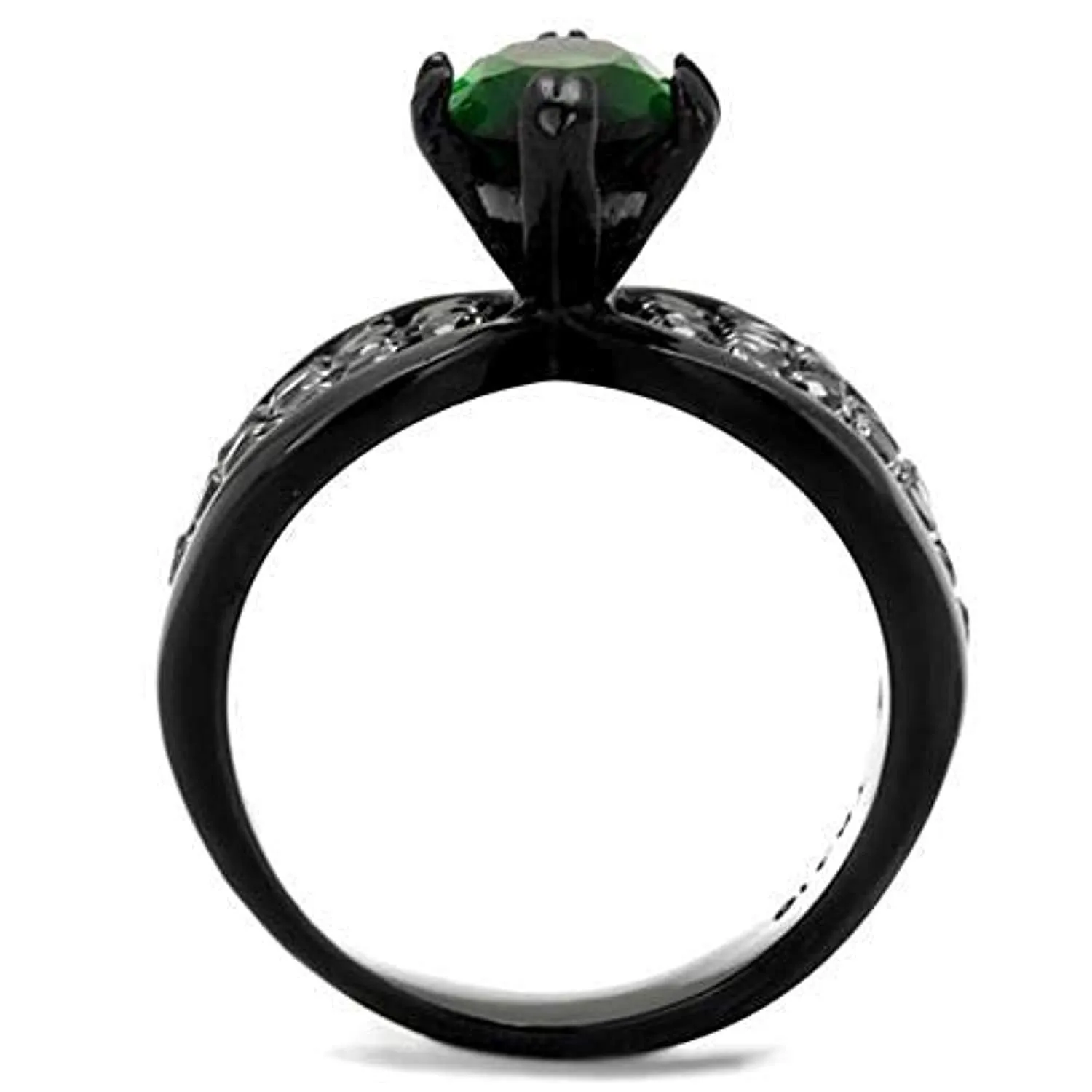 WildKlass Stainless Steel Ring IP Women Synthetic Emerald